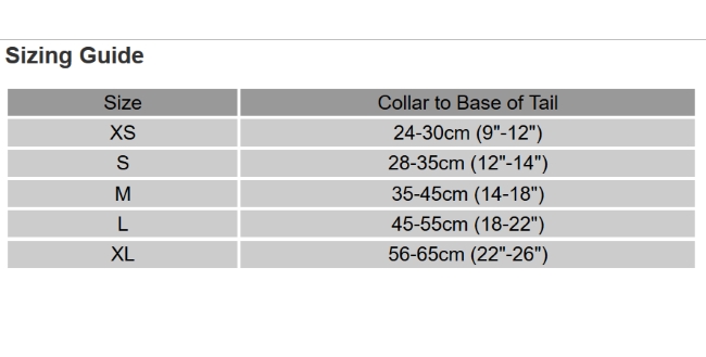 Crewsaver Size Chart