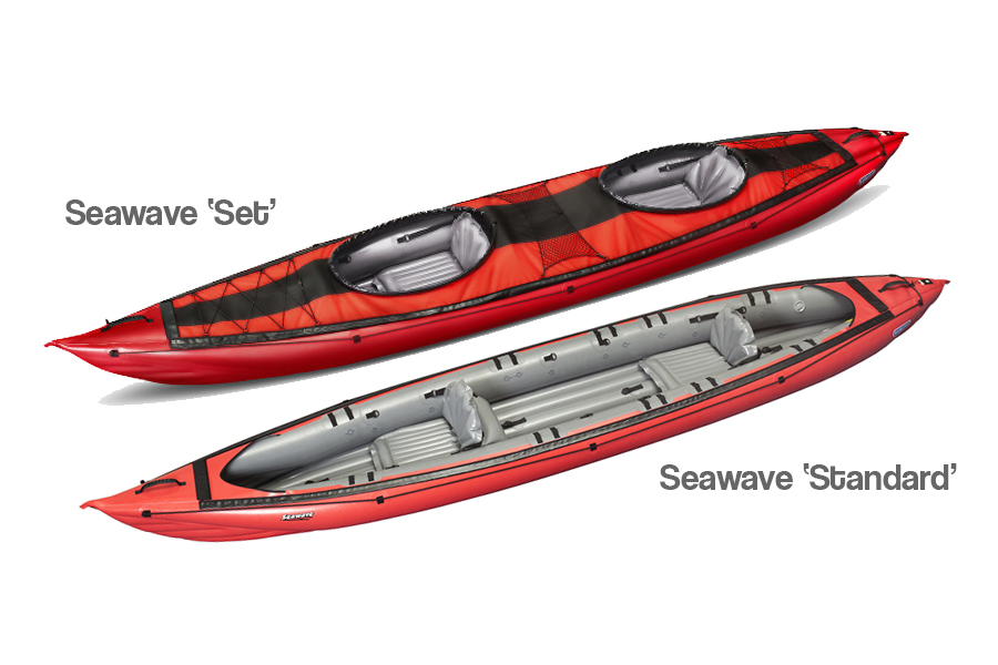 red kayak setting